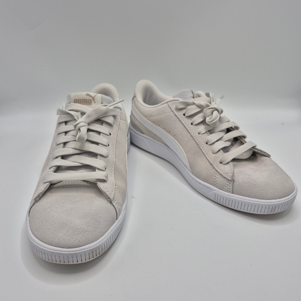 Puma Vikky v3 Suede Sneakers Grey White 383023-15 Womens 10 Low Top Shoes